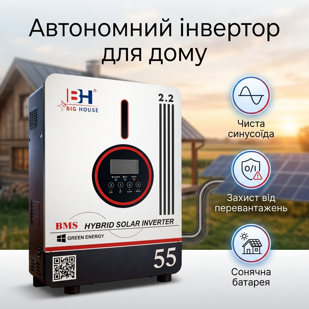 Гібридний інвертор Big House 12V 1800 Вт — фото 1 из 4