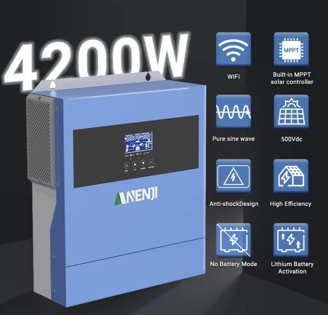 Гібридний інвертор Anenji ANJ-4000W-24V-WiFi для сонячних систем — фото 1 из 3