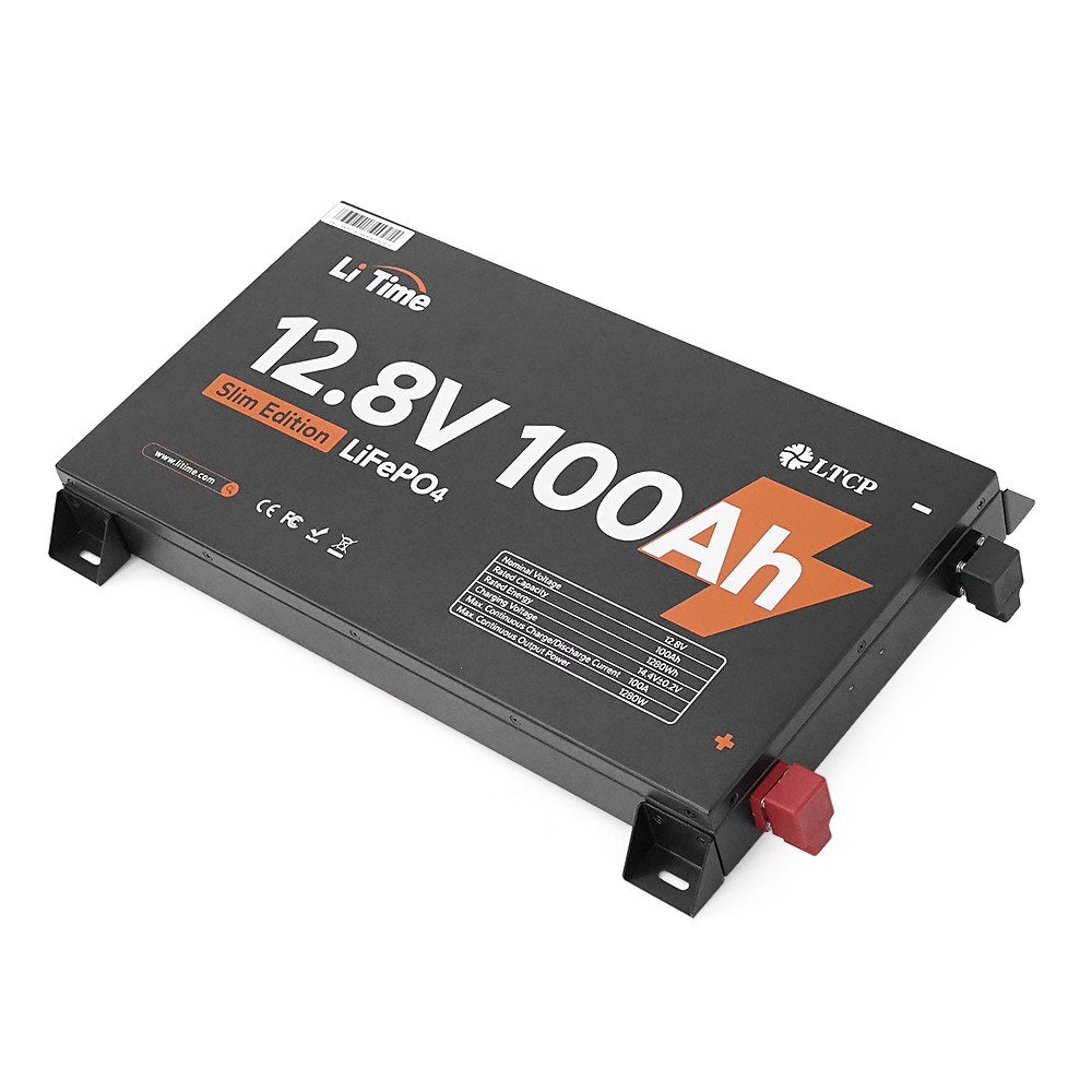 Li-TIME 12,8 В 100 А·год Slim, металевий корпус — акумуляторна батарея LiFePO4 1,28 кВт·год — фото 1 из 6