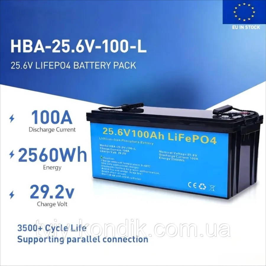 Акумулятор LiFePO4 Daxtromn 24 В 100 А·год для інверторів — фото 1 из 4