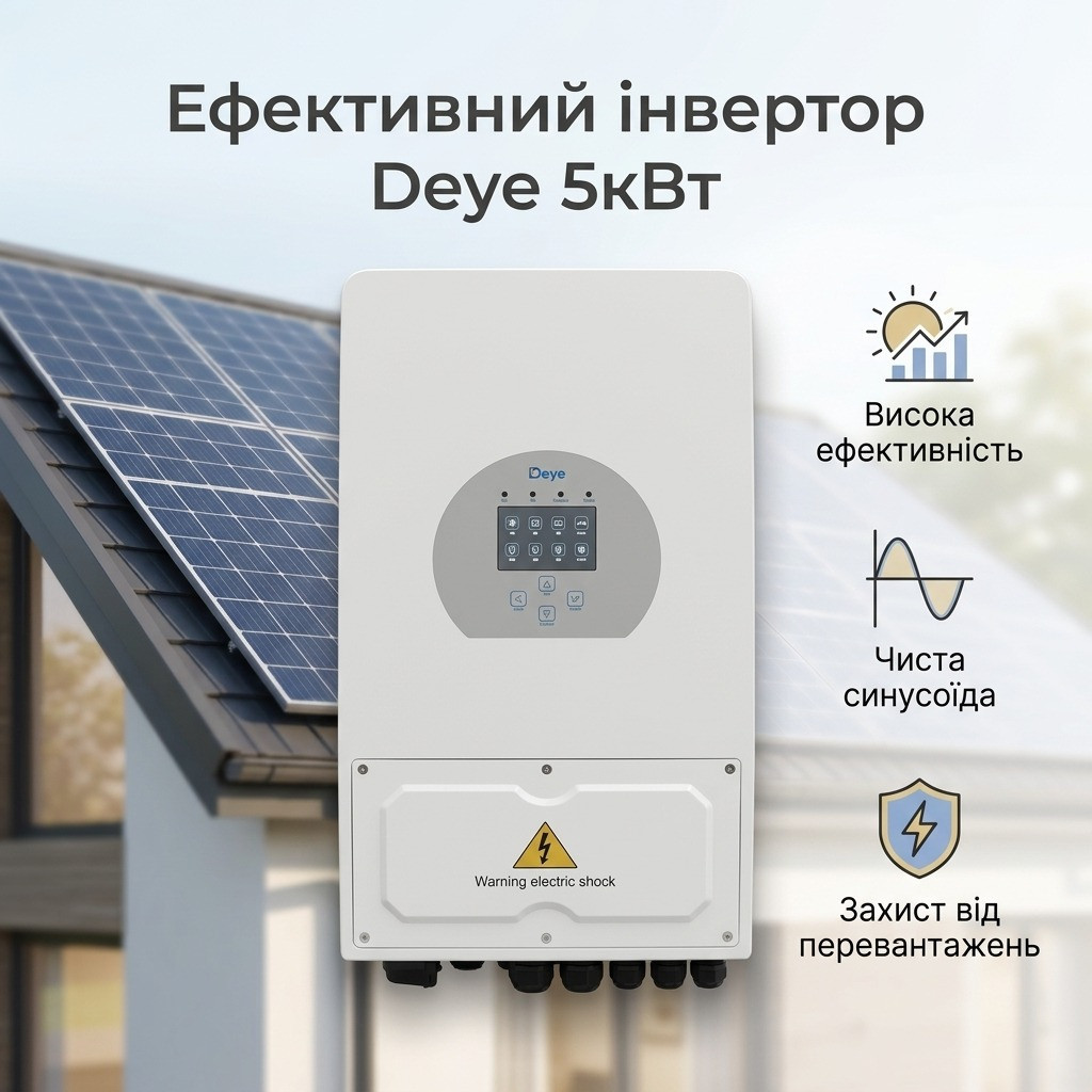 Гібридний однофазний інвертор Deye SUN-5K-SG03LP1-EU з WiFi — фото 1 из 4